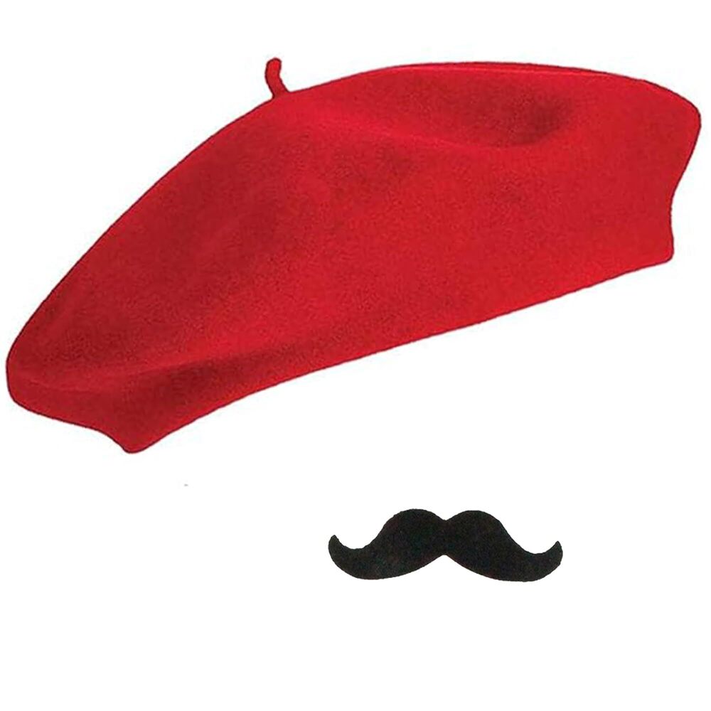 4354 Women French Beret Men Classic Stretchable Solid Beanie With Fake